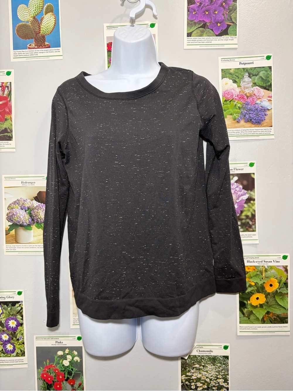 lululemon athletica Black Speckled Long-Sleeve Crew Top